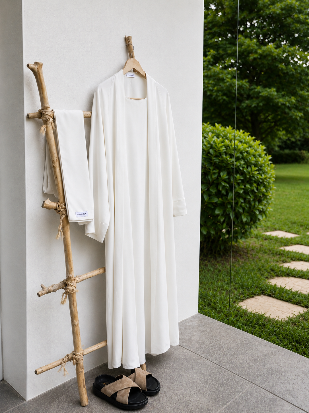 Abaya 3 Piezas — Blanco